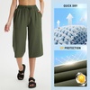 image:imagebaleaf Womens Hiking Capri Pants UPF 50 Quick Dry Lightweight 4Way Stretch Wide Leg Summer Travel Walking Plus Size17 Capris  Dark Army Green