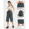 image:imagebaleaf Womens Hiking Capri Pants UPF 50 Quick Dry Lightweight 4Way Stretch Wide Leg Summer Travel Walking Plus Size17 Capris  Grey