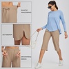 image:imagebaleaf Womens Hiking Capri Pants UPF 50 Quick Dry Lightweight 4Way Stretch Wide Leg Summer Travel Walking Plus Size20 Capris  Brown