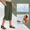 image:imagebaleaf Womens Hiking Capri Pants UPF 50 Quick Dry Lightweight 4Way Stretch Wide Leg Summer Travel Walking Plus Size20 Capris  Dark Army Green
