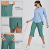 image:imagebaleaf Womens Hiking Capri Pants UPF 50 Quick Dry Lightweight 4Way Stretch Wide Leg Summer Travel Walking Plus Size20 Capris  Green