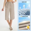 image:imagebaleaf Womens Hiking Capri Pants UPF 50 Quick Dry Lightweight 4Way Stretch Wide Leg Summer Travel Walking Plus Size20 Capris  Light Khaki