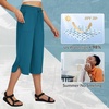 image:imagebaleaf Womens Hiking Capri Pants UPF 50 Quick Dry Lightweight 4Way Stretch Wide Leg Summer Travel Walking Plus SizeBlue