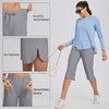 image:imagebaleaf Womens Hiking Capri Pants UPF 50 Quick Dry Lightweight 4Way Stretch Wide Leg Summer Travel Walking Plus SizeGray