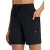 image:imagebaleaf Womens 7 Athletic Shorts Quick Dry Running Workout Lightweight High Waisted Long Shorts with PocketsBlack
