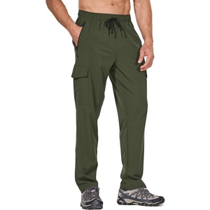 image:imagebaleaf Mens Hiking Pants Water Resistant Cargo Quick Dry Travel Elastic Waist with Zip Pockets UPF 50 for Work RunningArmy Green