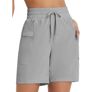 image:imagebaleaf Womens 7 Athletic Shorts Quick Dry Running Workout Lightweight High Waisted Long Shorts with PocketsGray