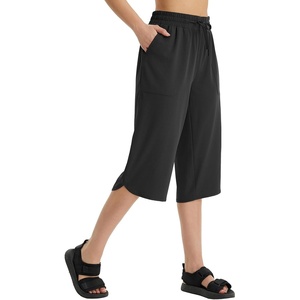 image:imagebaleaf Womens Hiking Capri Pants UPF 50 Quick Dry Lightweight 4Way Stretch Wide Leg Summer Travel Walking Plus Size17 Capris  Black