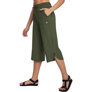 image:imagebaleaf Womens Hiking Capri Pants UPF 50 Quick Dry Lightweight 4Way Stretch Wide Leg Summer Travel Walking Plus Size20 Capris  Dark Army Green