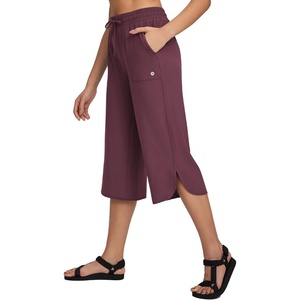 image:imagebaleaf Womens Hiking Capri Pants UPF 50 Quick Dry Lightweight 4Way Stretch Wide Leg Summer Travel Walking Plus Size20 Capris  Wine Red