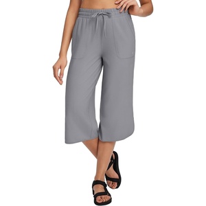image:imagebaleaf Womens Hiking Capri Pants UPF 50 Quick Dry Lightweight 4Way Stretch Wide Leg Summer Travel Walking Plus SizeGray