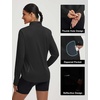 image:imagebaleaf Womens Long Sleeve Cycling Jersey Quarter Zip Workout Shirts Quick Dry Sun Protection Athletic Shirt PocketsBlack