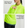 image:imagebaleaf Womens Long Sleeve Cycling Jersey Quarter Zip Workout Shirts Quick Dry Sun Protection Athletic Shirt PocketsFluorescent Green