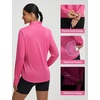 image:imagebaleaf Womens Long Sleeve Cycling Jersey Quarter Zip Workout Shirts Quick Dry Sun Protection Athletic Shirt PocketsPink