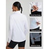 image:imagebaleaf Womens Long Sleeve Cycling Jersey Quarter Zip Workout Shirts Quick Dry Sun Protection Athletic Shirt PocketsWhite