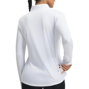 image:imagebaleaf Womens Long Sleeve Cycling Jersey Quarter Zip Workout Shirts Quick Dry Sun Protection Athletic Shirt PocketsWhite