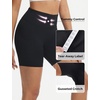 image:imagebaleaf Crossover Biker Shorts Women 6 High Waisted Yoga Shorts with Pockets Bike Workout Spandex CompressionBlackBlack