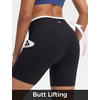 image:imagebaleaf Crossover Biker Shorts Women 6 High Waisted Yoga Shorts with Pockets Bike Workout Spandex CompressionBlackWhite