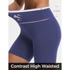image:imagebaleaf Crossover Biker Shorts Women 6 High Waisted Yoga Shorts with Pockets Bike Workout Spandex CompressionBlueWhite