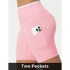 image:imagebaleaf Crossover Biker Shorts Women 6 High Waisted Yoga Shorts with Pockets Bike Workout Spandex CompressionPinkWhite