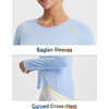 image:imagebaleaf Long Sleeve Cooling Workout Tops for Women Sun Shirts UPF 50 Quick Dry Lightweight Soft Running Athletic Gym HikingBlue