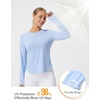 image:imagebaleaf Long Sleeve Cooling Workout Tops for Women Sun Shirts UPF 50 Quick Dry Lightweight Soft Running Athletic Gym HikingBlue