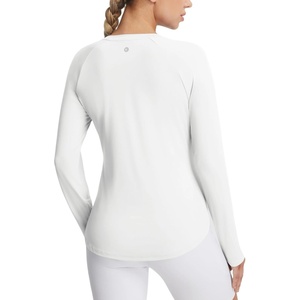 image:imagebaleaf Long Sleeve Cooling Workout Tops for Women Sun Shirts UPF 50 Quick Dry Lightweight Soft Running Athletic Gym HikingWhite