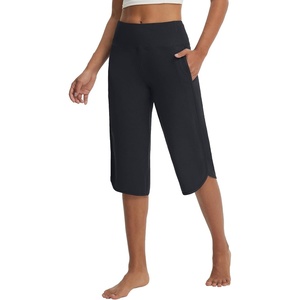 image:imagebaleaf Womens Capri Pants with Pockets Straight Leg Yoga Capris Leggings 17 MidCalf Capris Workout SummerBlack