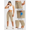 image:imagebaleaf 1517 Hiking Shorts for Women Bermuda Long Shorts with Zipper Pockets Quick Dry Lightweight for Travel Outdoor15inbrown