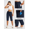 image:imagebaleaf 1517 Hiking Shorts for Women Bermuda Long Shorts with Zipper Pockets Quick Dry Lightweight for Travel Outdoor15indark Blue