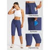 image:imagebaleaf 1517 Hiking Shorts for Women Bermuda Long Shorts with Zipper Pockets Quick Dry Lightweight for Travel Outdoor15inestate Blue