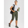 image:imagebaleaf 1517 Hiking Shorts for Women Bermuda Long Shorts with Zipper Pockets Quick Dry Lightweight for Travel Outdoor15ingreen
