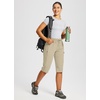 image:imagebaleaf 1517 Hiking Shorts for Women Bermuda Long Shorts with Zipper Pockets Quick Dry Lightweight for Travel Outdoor15inkhaki