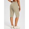 image:imagebaleaf 1517 Hiking Shorts for Women Bermuda Long Shorts with Zipper Pockets Quick Dry Lightweight for Travel Outdoor15inkhaki