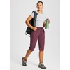 image:imagebaleaf 1517 Hiking Shorts for Women Bermuda Long Shorts with Zipper Pockets Quick Dry Lightweight for Travel Outdoor15inwine Red
