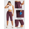 image:imagebaleaf 1517 Hiking Shorts for Women Bermuda Long Shorts with Zipper Pockets Quick Dry Lightweight for Travel Outdoor15inwine Red