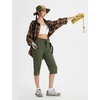 image:imagebaleaf 1517 Hiking Shorts for Women Bermuda Long Shorts with Zipper Pockets Quick Dry Lightweight for Travel Outdoor17indark Army Green