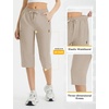 image:imagebaleaf 1517 Hiking Shorts for Women Bermuda Long Shorts with Zipper Pockets Quick Dry Lightweight for Travel Outdoor17inlight Khaki