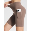 image:imagebaleaf Womens 8 5 3 Biker Shorts High Waist Yoga Workout Gym Running Volleyball Spandex Shorts with PocketsLight Brownclassic