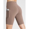 image:imagebaleaf Womens 8 5 3 Biker Shorts High Waist Yoga Workout Gym Running Volleyball Spandex Shorts with PocketsLight Brownclassic
