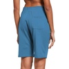 image:imagebaleaf Womens Bermuda Shorts Long Cotton Casual Summer Knee Length Pull On Lounge Walking Exercise Shorts with PocketsCopen Blue10 Inseam