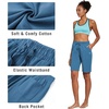 image:imagebaleaf Womens Bermuda Shorts Long Cotton Casual Summer Knee Length Pull On Lounge Walking Exercise Shorts with PocketsCopen Blue10 Inseam