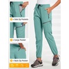 image:imagebaleaf Womens Hiking Pants Quick Dry Lightweight Water Resistant Elastic Waist Cargo Pants for All Seasons31green