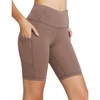 image:imagebaleaf Womens 8 5 3 Biker Shorts High Waist Yoga Workout Gym Running Volleyball Spandex Shorts with PocketsLight Brownclassic
