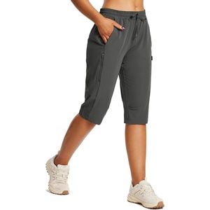 image:imagebaleaf 1517 Hiking Shorts for Women Bermuda Long Shorts with Zipper Pockets Quick Dry Lightweight for Travel Outdoor15indark Grey