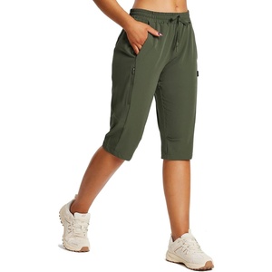 image:imagebaleaf 1517 Hiking Shorts for Women Bermuda Long Shorts with Zipper Pockets Quick Dry Lightweight for Travel Outdoor15ingreen