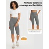 image:imagebaleaf Capri Leggings for Women Knee Length Yoga Workout Capirs Leggings with Pockets Tummy Control StretchDark Gray