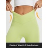 image:imagebaleaf Capri Leggings for Women Knee Length Yoga Workout Capirs Leggings with Pockets Tummy Control StretchLime Green