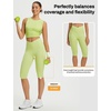 image:imagebaleaf Capri Leggings for Women Knee Length Yoga Workout Capirs Leggings with Pockets Tummy Control StretchLime Green