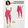 image:imagebaleaf Capri Leggings for Women Knee Length Yoga Workout Capirs Leggings with Pockets Tummy Control StretchRosy